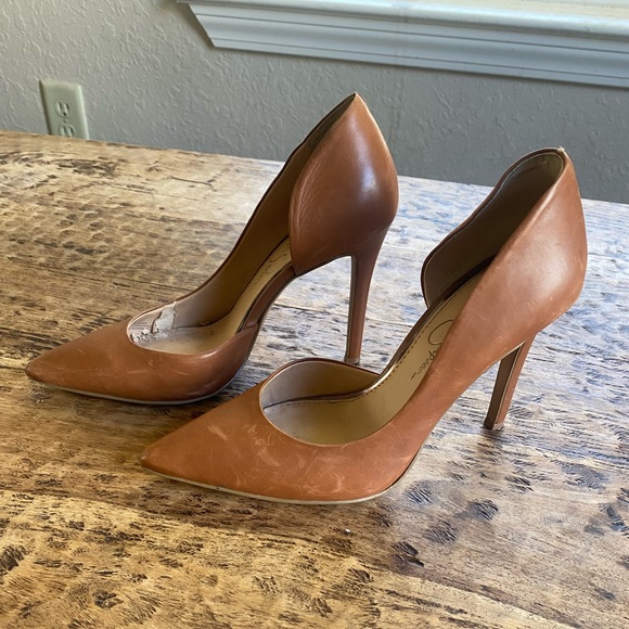 Jessica Simpson | Shoes | Sz 7 Jessica Simpson Cognac Tan Dorsay Pump Heels  | Poshmark